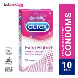 Durex Extra Ribbed and Dotted Condom for Men - 10Pcs Pack(India)