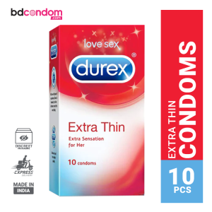 Durex Extra Thin Condom For Men - 10Pcs Pack(India)
