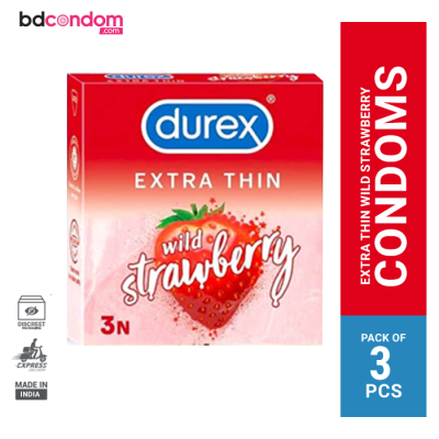 Durex Extra Thin Wild Strawberry Flavoured Condom - 3Pcs Pack(India)