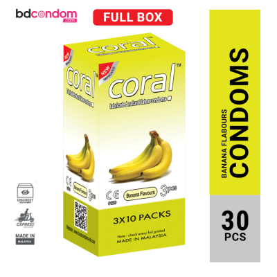Coral Banana Flavored Condom - 30Pcs Full Box
