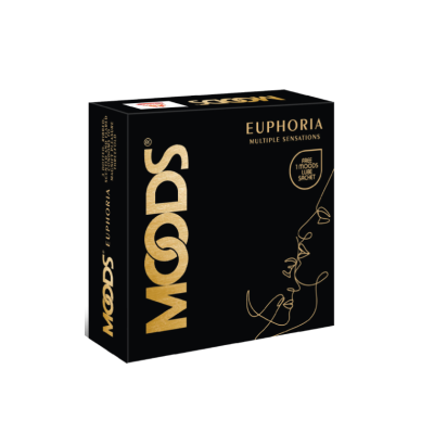 Moods Euphoria Multiple Sensation Dotted, Ribbed, Flared and Scented Condom - 3Pcs Pack (India)