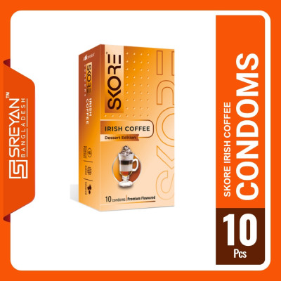Skore Irish Coffee 1500+ Dotted Dessert Adition Premium Flavoured Condom -10Pcs Pack (India)
