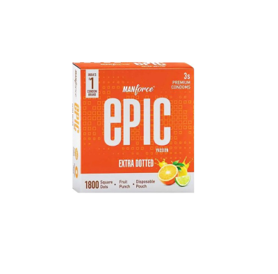 Manforce Epic Passion Extra Dotted 1800 Square Dots Premium Condom - 3Pcs Pack(India)