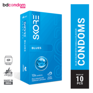 Skore Blue Coloured With Vanilla Flavoured Condom - 10Pcs Pack (India)
