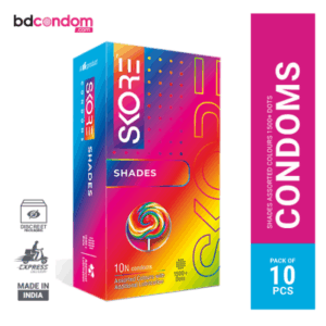 Skore Shades Assorted Colours With Lubricant 1500+ Dotted Condom - 10Pcs Pack(India)