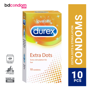 Durex Extra Dotted Condoms for Men - 10Pcs Pack(India)