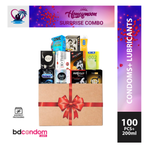 Honeymoon Surprise Condom Lube Gel Box for Him & Her Combo Multi-Variant - Durex, Manforce ,Skore ,Nottyboy, Kamasutra, Players, 002 Rich, Playgard, Allure ,One, Playboy