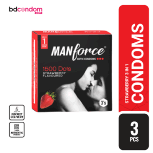 Manforce Xotic Strawberry Flavoured 1500 Dots Condom -  3Pcs Pack(India)