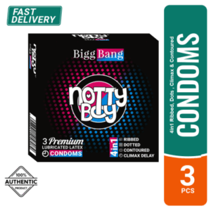 NottyBoy BiggBang 4 in1 Ribbed, Dots , Climax & Contoured Condom - 3Pcs Pack