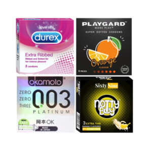 Durex Fantasy Combo Condom 3x4 = 12pcs - Durex Ribbed 3s + Playgard Orange 3s + Okamoto 003 Platinum 3s + Nottyboy Banana 3s