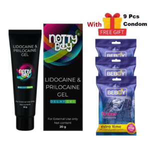 NottyBoy Delay Gel Long Lasting For Men - 20gm With Free Beboy Pan 9Pcs Condom