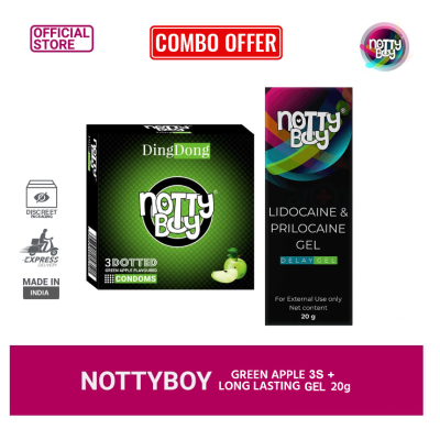 NottyBoy Long Lasting Combo - Nottyboy Gel + Green Apple 3s Extra Thin Condom