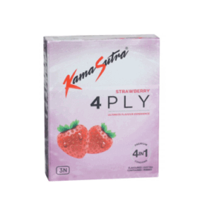 KamaSutra 4 Ply Strawberry Flavoured Dotted Contoured Ribbed Condom - 3Pcs Pack(India)