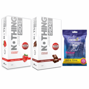 Skore Fruit Nothing Combo = 23Pcs Condom - Skore Nothing Strawberry 10s + Skore Nothing Chocolate 10s + Beboy Extra Time 3s