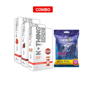 Skore Delay Combo = 33Pcs Condom - Skore Nothing Climax Delay 10s + Skore Nothing Strawberry 10s + Skore Nothing Chocolate 10s + Beboy Extra Time 3s