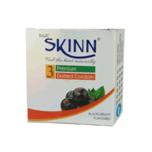 Skinn BlackCurrant Flavoured Premium Dotted Condom - 3Pcs Pack