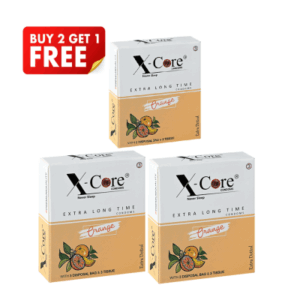 XCore Extra Time Dotted Condom (Orange Flavoured) 2x3s = 6s Pack - Buy 2 Get 1 Free Offer