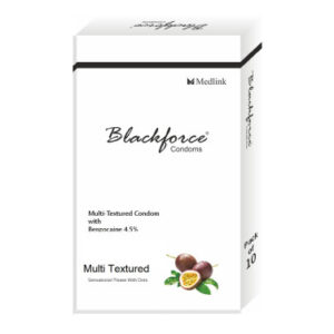Blackforce Multi Textured Extra Time Sensation Pleasure Passion Fruit Flavoured Ribbed & Dotted Condom - 10Pcs Pack