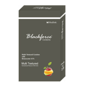Blackforce Multi Textured Extra Time Sensation Pleasure Mix Fruit Flavoured Ribbed & Dotted Condom - 10Pcs Pack