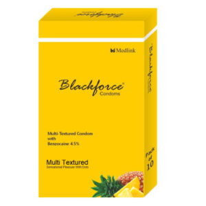 Blackforce Multi Textured Extra Time Sensation Pleasure Pinapple Flavoured Ribbed & Dotted Condom - 10Pcs Pack