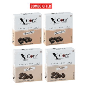 XCore Extra Time Dotted Condom (Chocolate + Coffee Flavoured) 4x3s = 12s Pack - Combo Offer